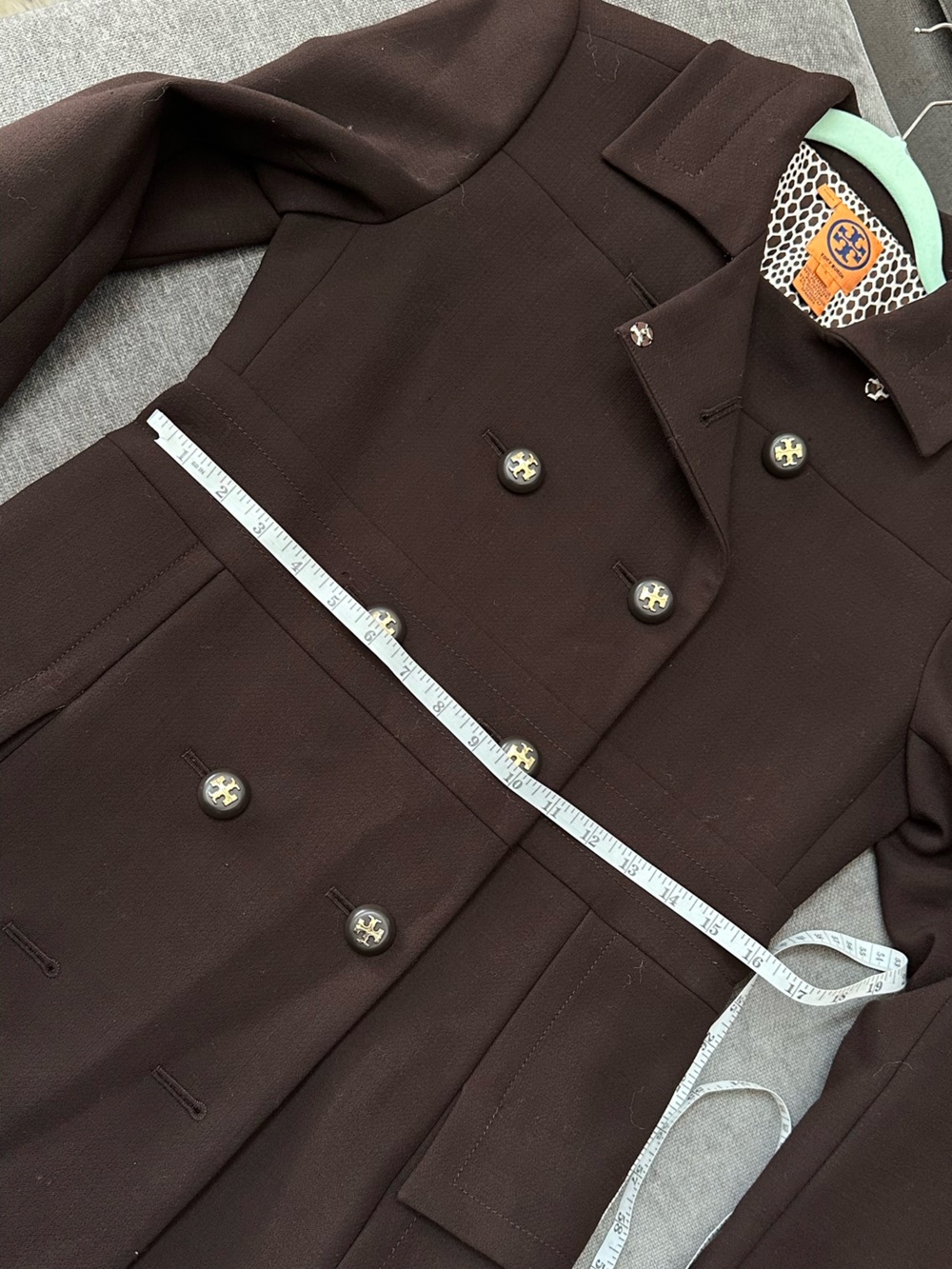 Tory Burch Dark Brown Double-Breasted Wool Blend🧥 - Picture 5 of 13